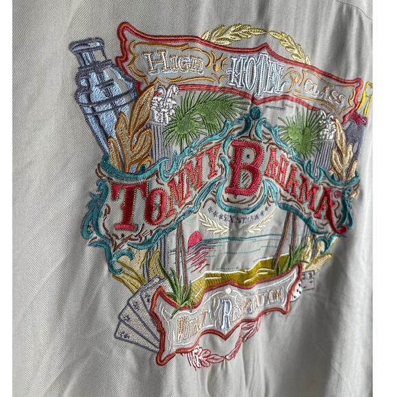 Tommy Bahama Without Reservations Silk Embroidered Back Button-Up Size Medium - Picture 5 of 9